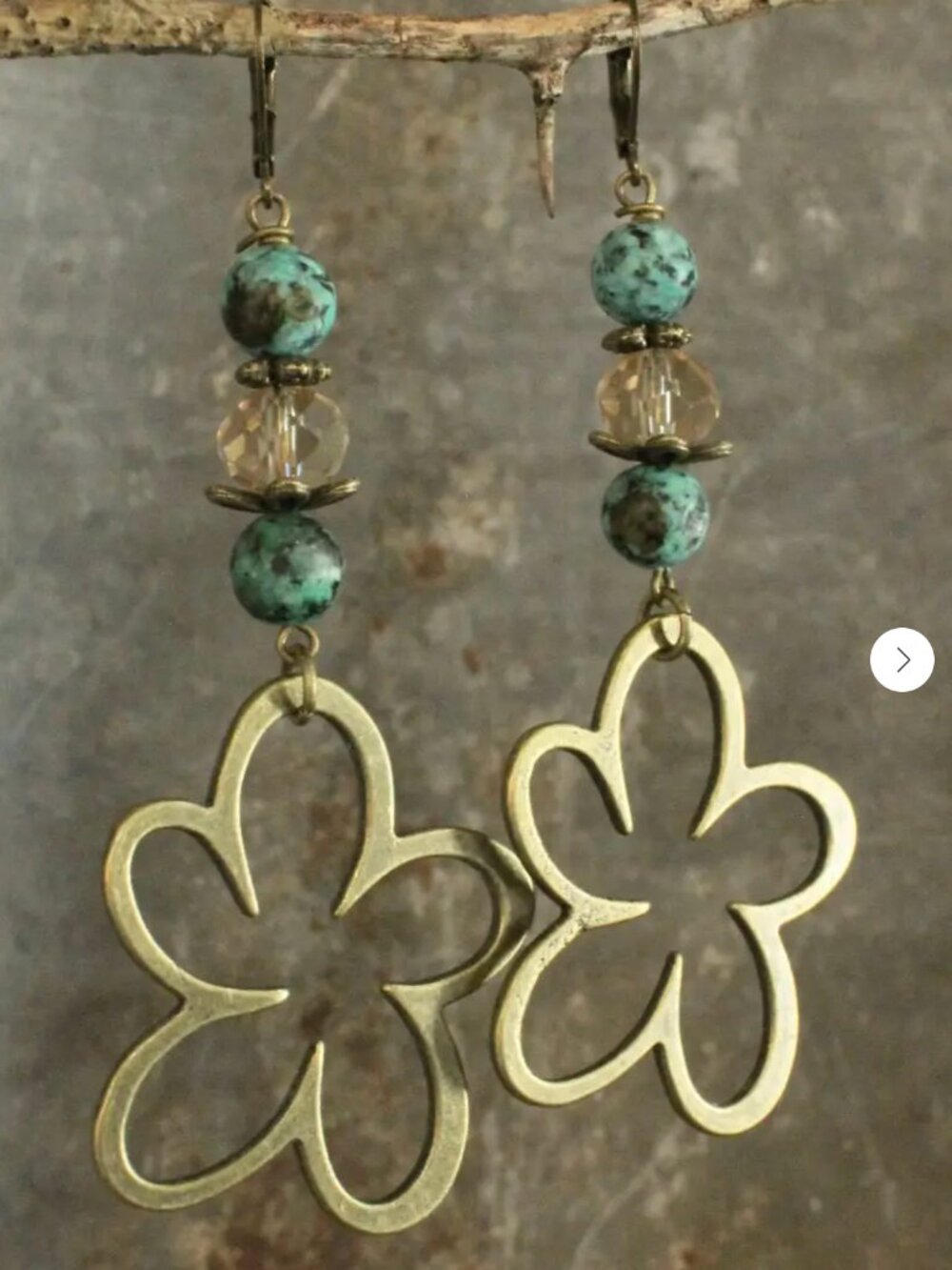 Jasper & Flower Earrings